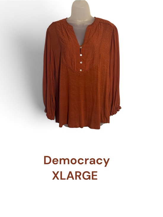 Democracy Tops - DEMOCRACY SPICE COLOR EMBROIDERED TOP XLARGE #I
